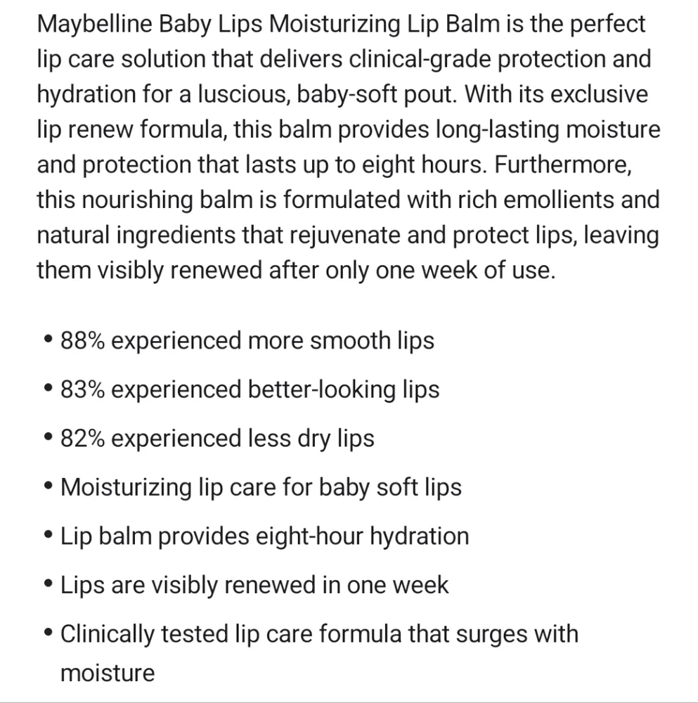 ⭐4/$15 Maybelline Baby Lips Moisturizing Lip Balm Quenched